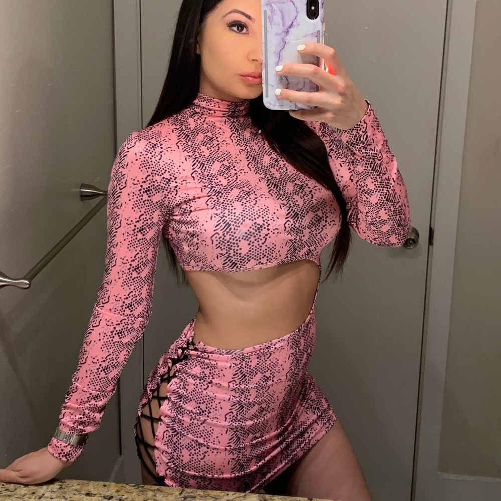 Snakeskin Cutout mini dress